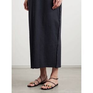 KHAITE Loop Black Strappy Sandals with Colorful Beads